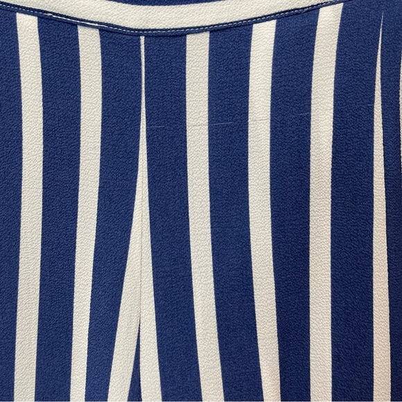 Mango Palazzo Wide Leg Ankle Striped Trouser Pants Size 4 in Blue/White - Picture 2 of 6